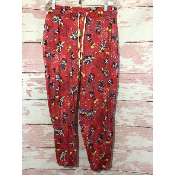 Disney Minnie Mouse Lounge Pants Red Multi Size XL (16/18) Side Pockets! - Picture 2 of 15